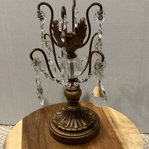Pair Elegant Bronze and Crystal Table Accent